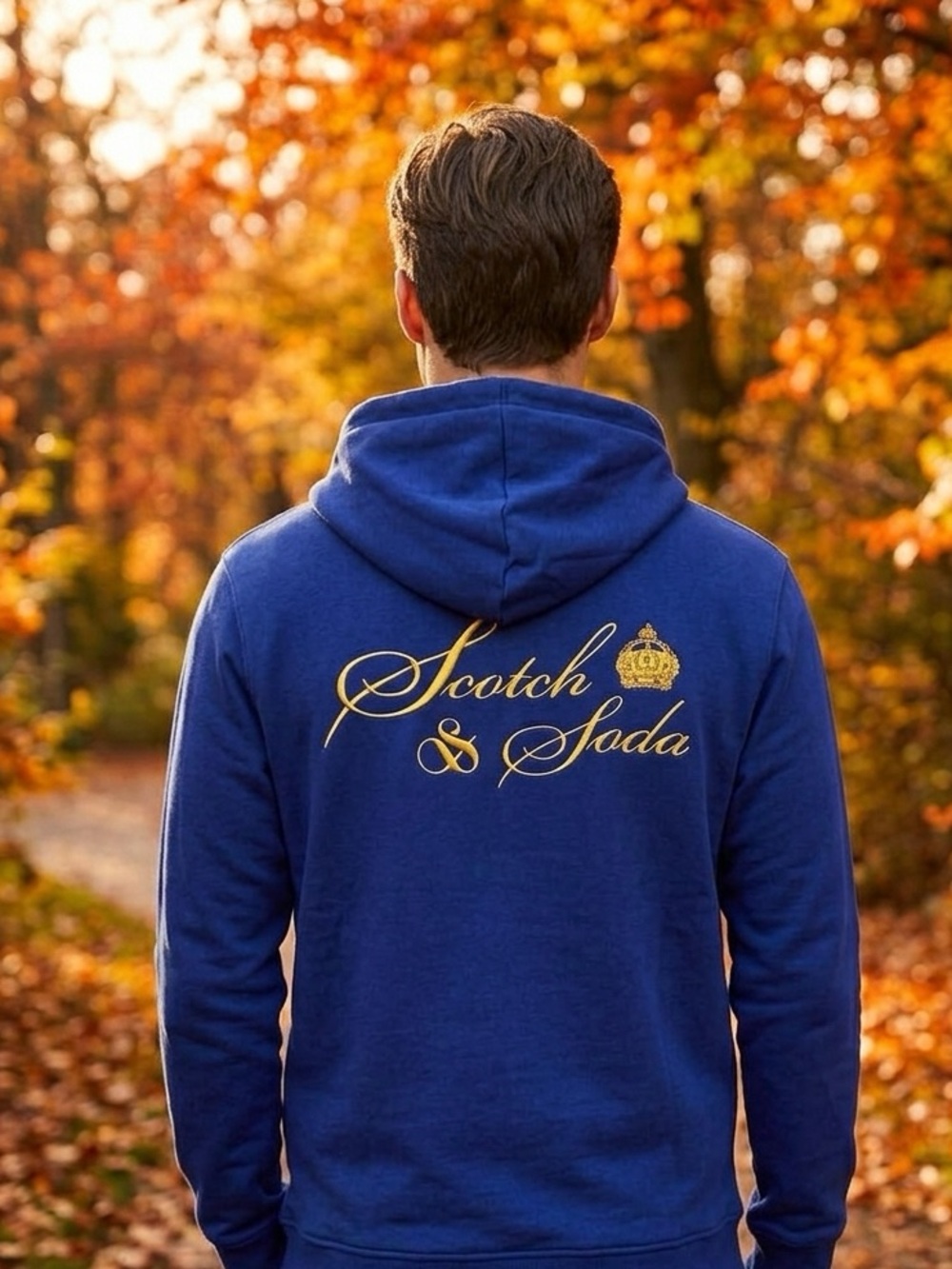 Scotch Soda Hoodie Mens M Royal Blue Relaxed Fleece Embroidered Amsterdam Logo